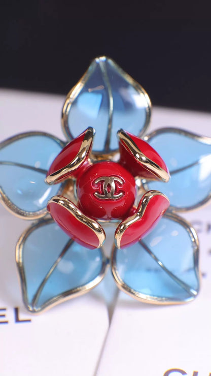 Chanel 26A Blue Glass Flower Ring