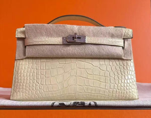 Hermes Kelly Pochette Vanille Matte Palladium hardware