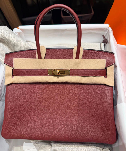 Hermes Birkin 30 Rouge H Togo Gold hardware