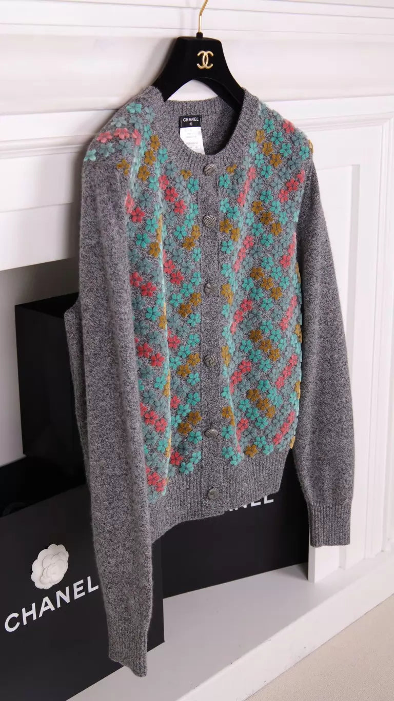 Chanel 16 Grey Cashmere Cardigan