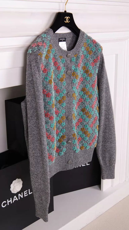 Chanel 16 Grey Cashmere Cardigan