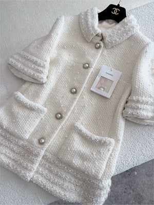 Chanel 18A Off-White Tweed Woven Jacket