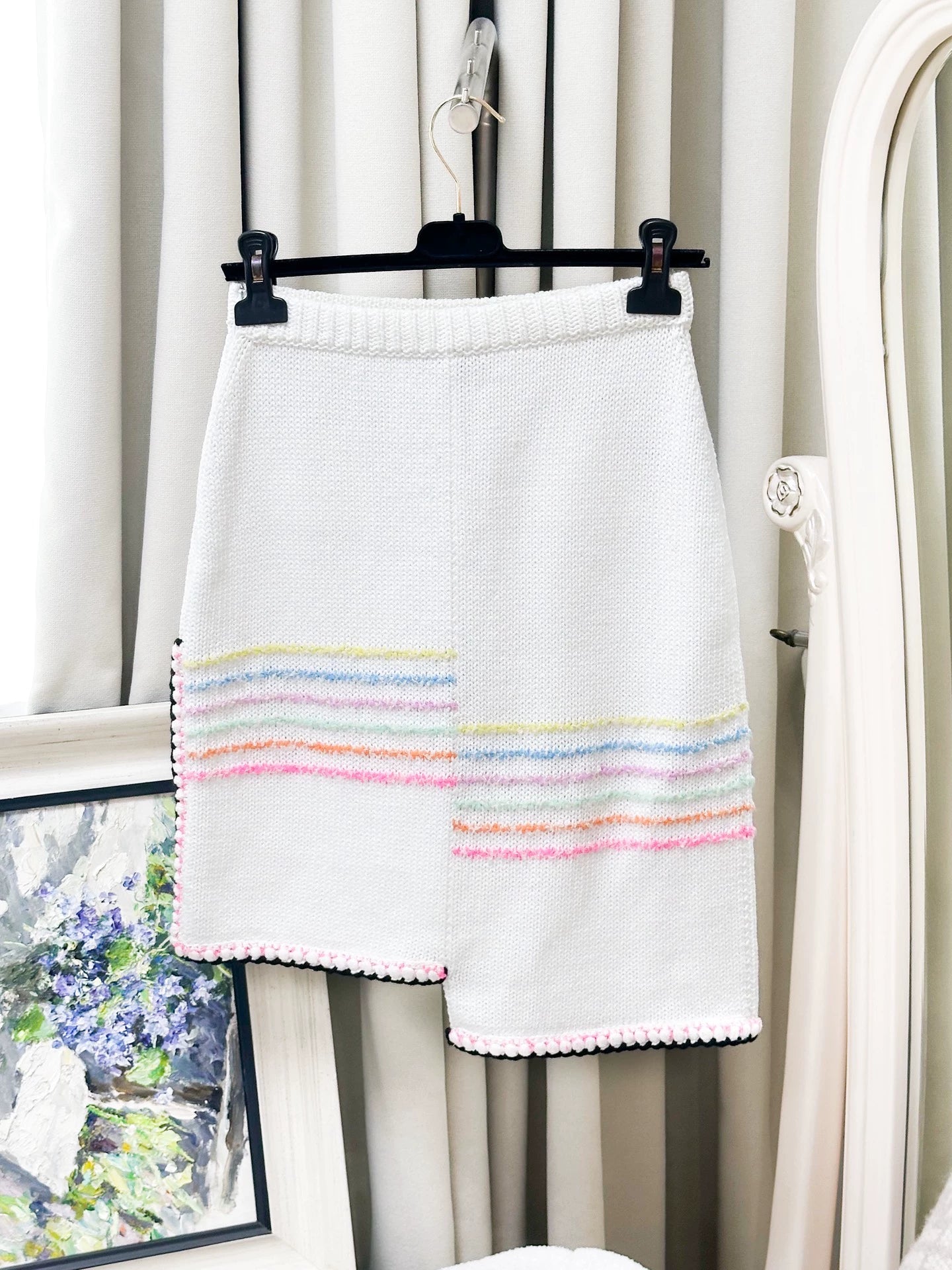 Chanel 24S white and colourful midi skirt