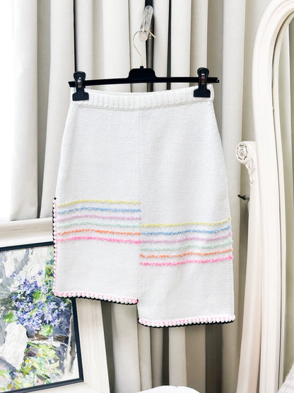 Chanel 24S white and colourful midi skirt