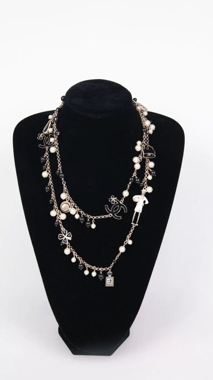 Chanel 12 Black and White Pearl Necklace