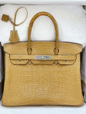 Hermes Birkin 30 Paille Matte Alligator Palladium hardware
