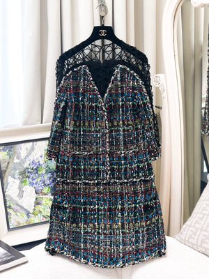 Chanel 15C colorful woven black dress