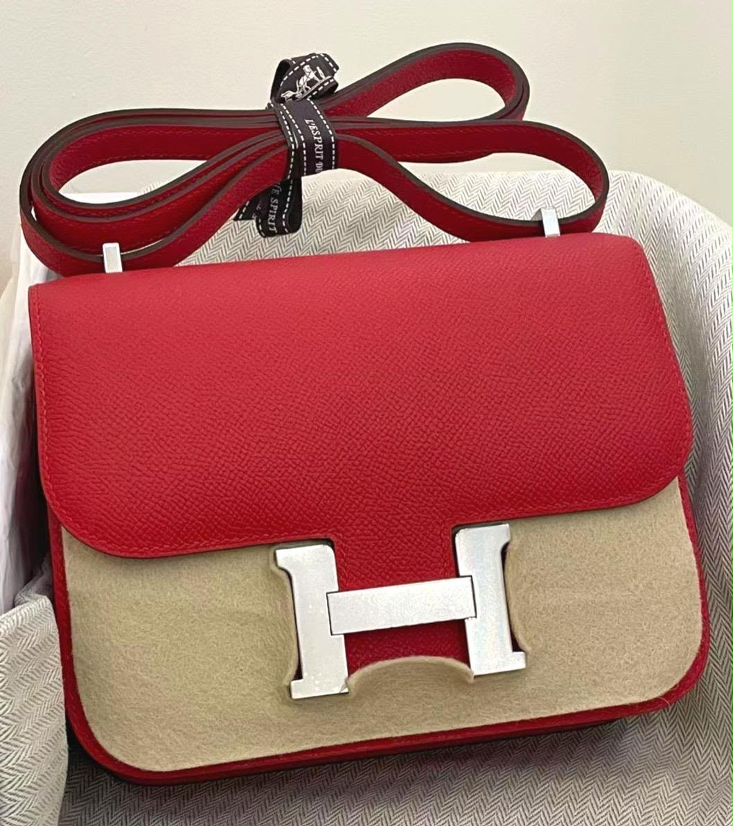 Hermes Constance 18 Rouge Radieux Epsom Palladium hardware