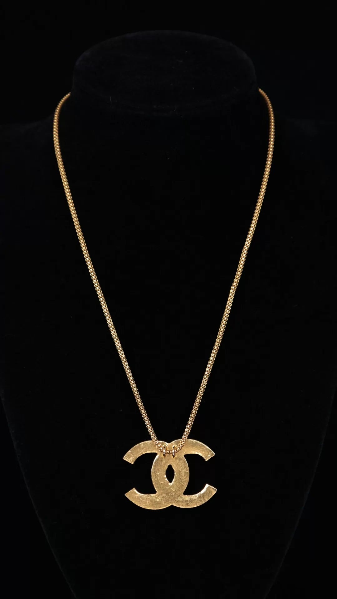 Chanel 19 Black Gold CC Pendant Necklace