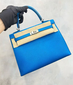 Hermes Kelly 25 sellier blue Zanzibar Chevre palladium hardware