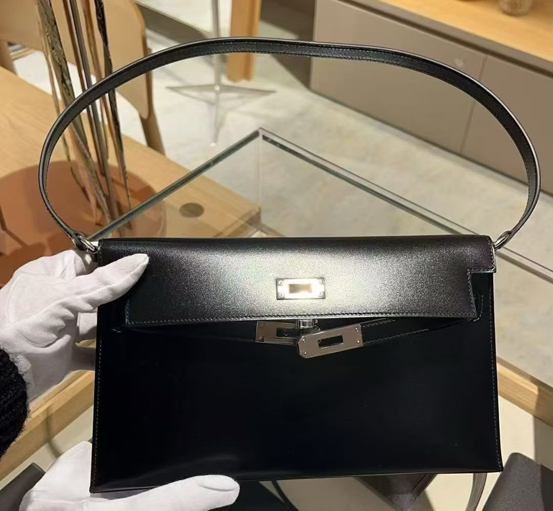 Hermes Kelly Elan Black Box Palladium hardware
