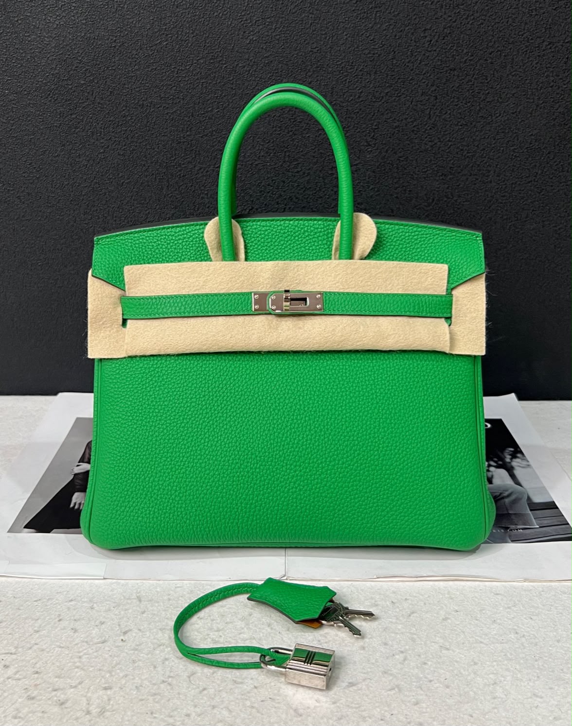 Hermes Birkin 25 bamboo Togo verso caramel Palladium hardware