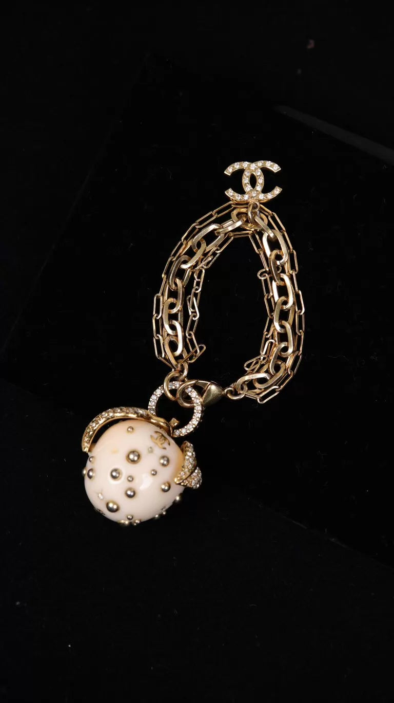 Chanel 06 Beige Apple Diamond Pendant Bracelet