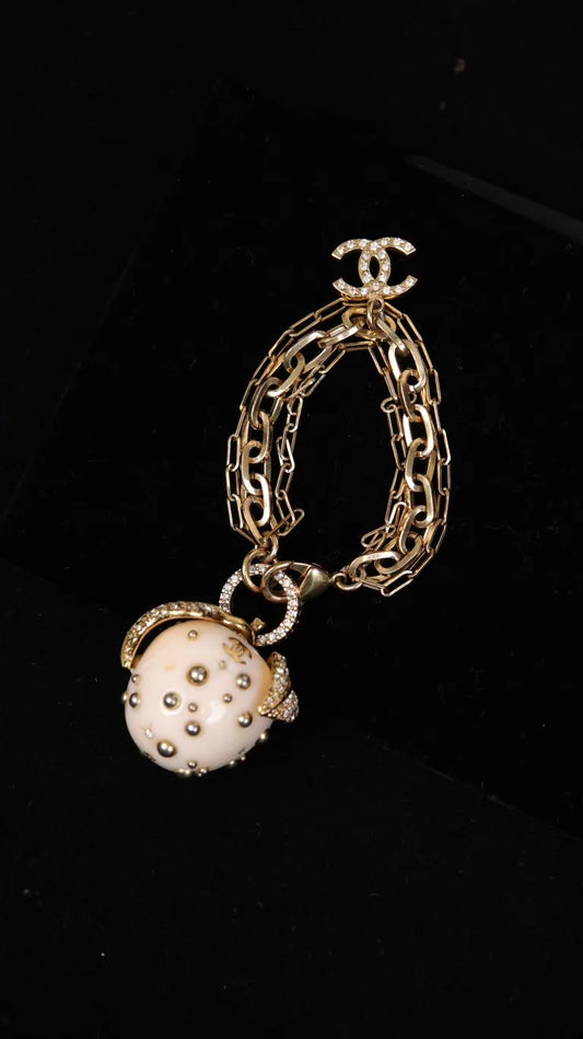 Chanel 06 Beige Apple Diamond Pendant Bracelet