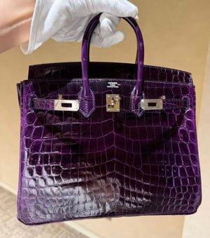 Hermes Birkin 25 violet shiny niloticus palladium hardware