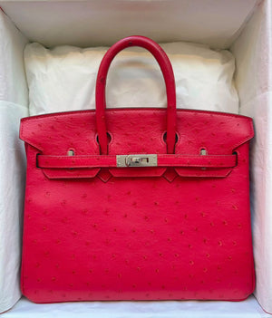 Hermes Birkin 25 Bougainvillier Ostrich Palladium hardware