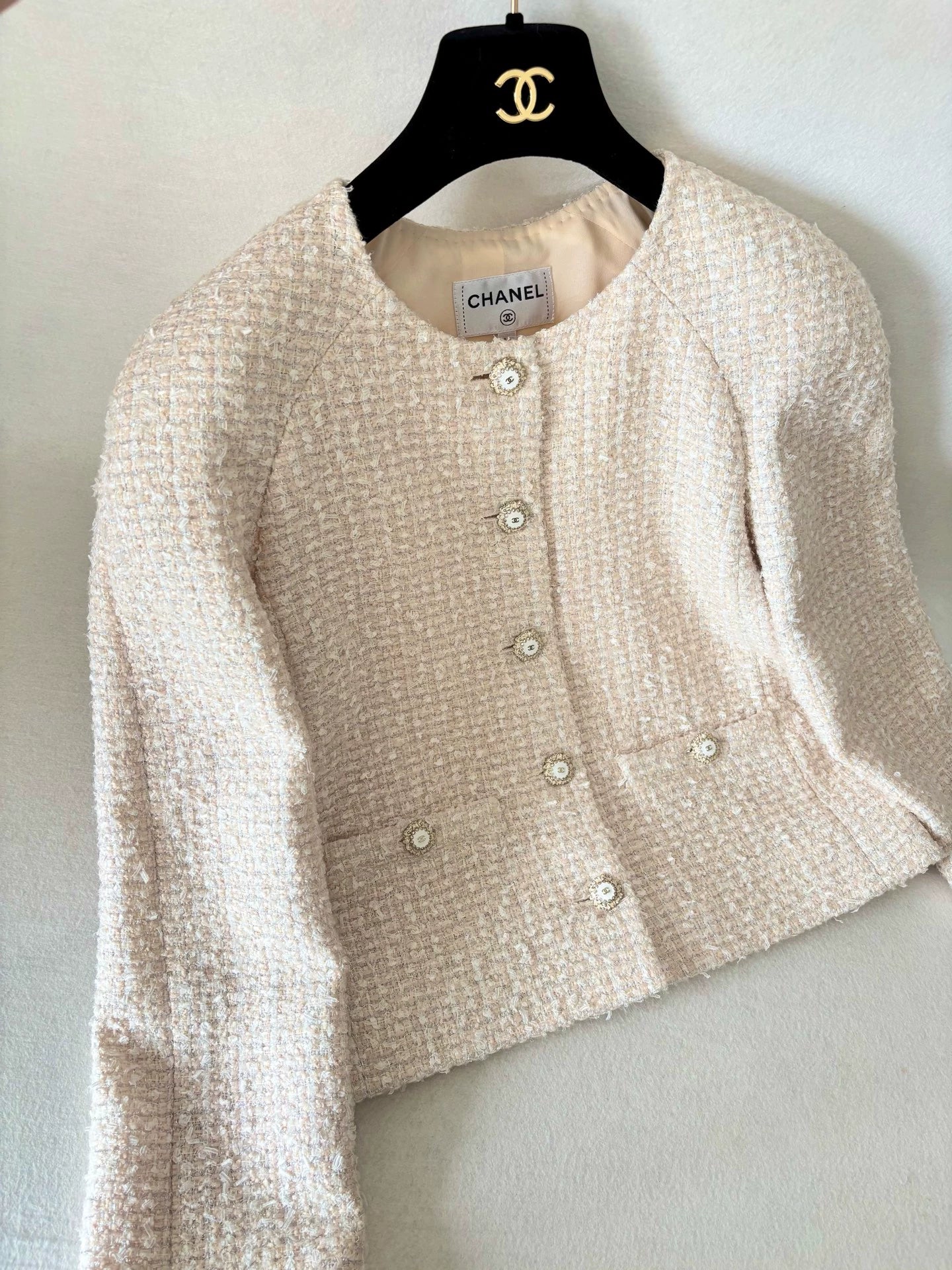 Chanel 25K Oatmeal Orange Tweed Jacket