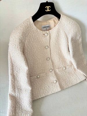 Chanel 25K Oatmeal Orange Tweed Jacket
