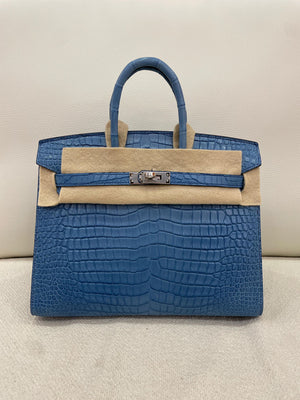 Hermes Birkin 25 Haneda porosus palladium hardware