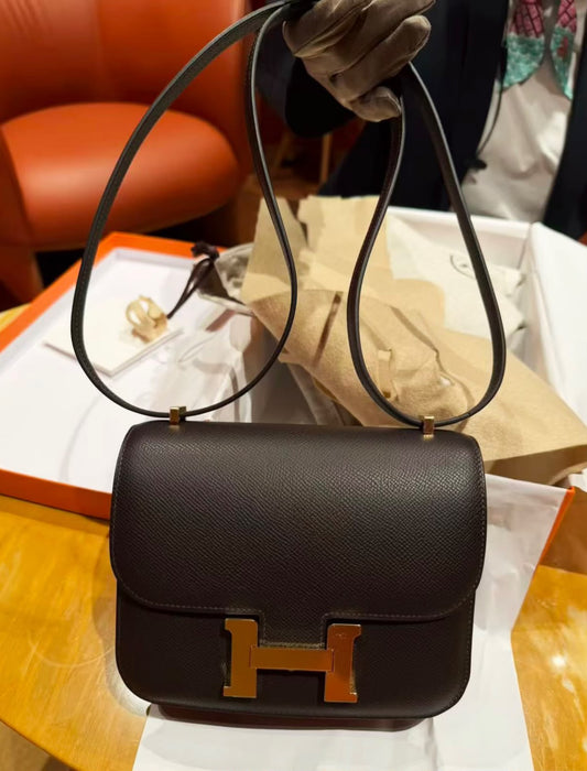 Hermes Constance 18 Bai Brun Epsom Gold hardware