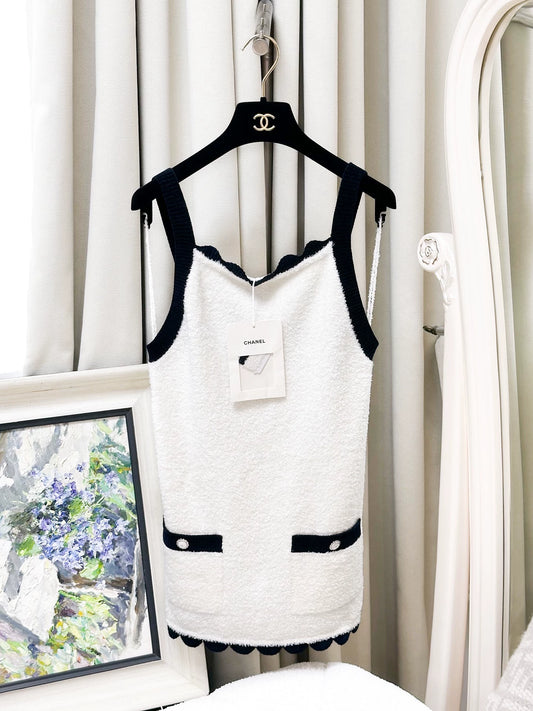 Chanel 26C white and black camisole