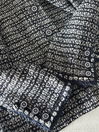 Chanel Blue-Grey-Silver Yarn Woven Jacket