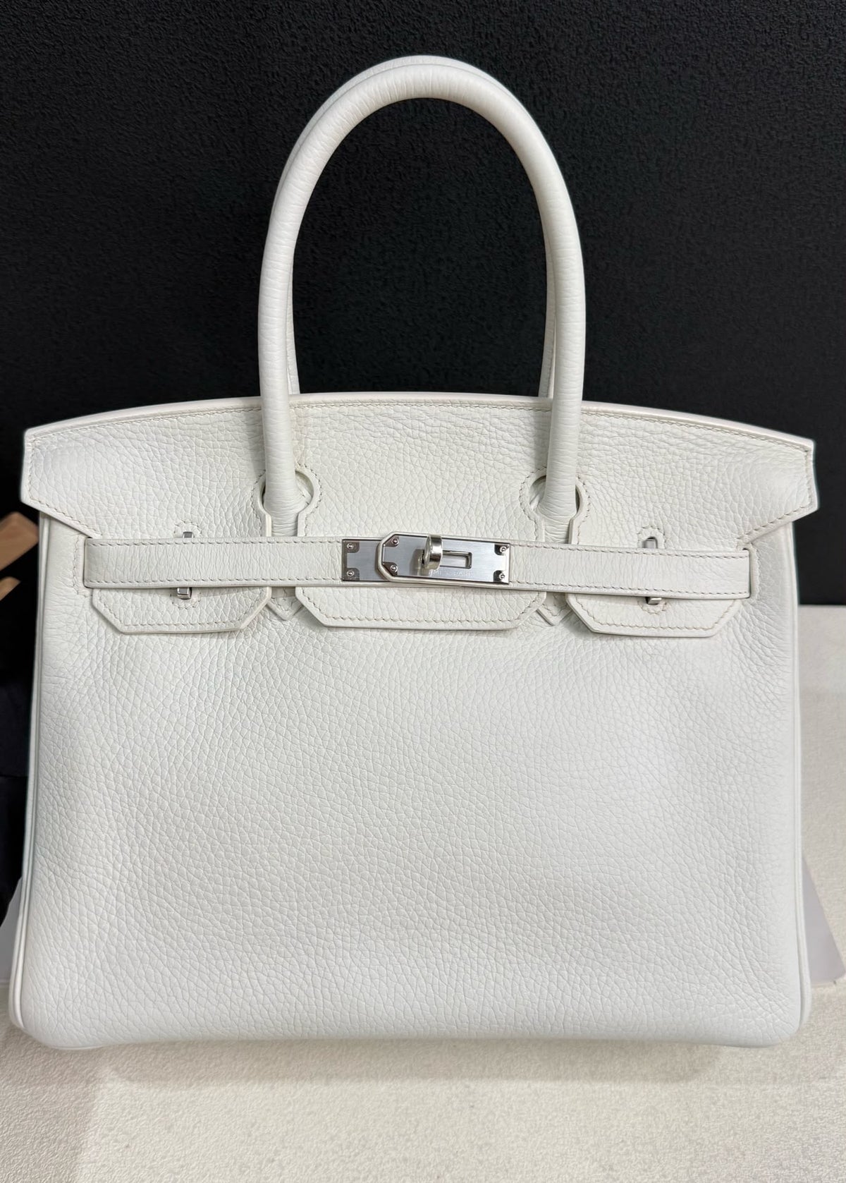 Hermes Birkin 30 white clemence palladium hardware