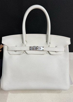 Hermes Birkin 30 white clemence palladium hardware