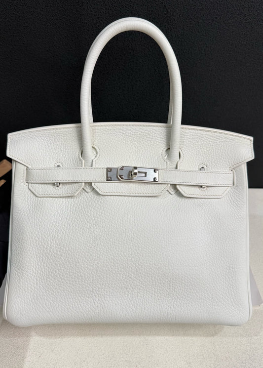 Hermes Birkin 30 white clemence palladium hardware