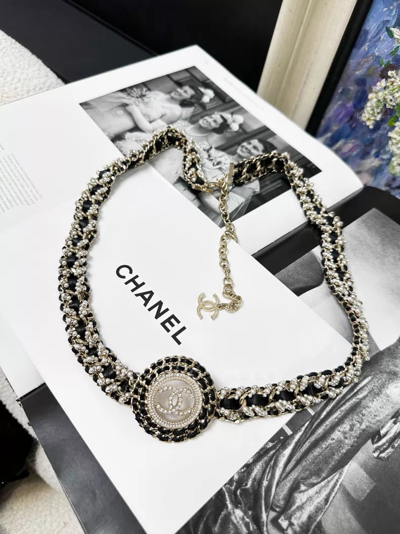 Chanel 20K CC leather chain necklace
