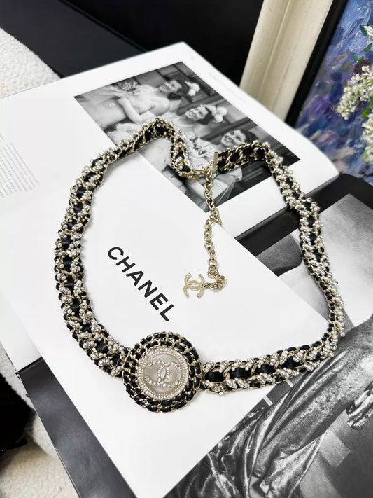 Chanel 20K CC leather chain necklace
