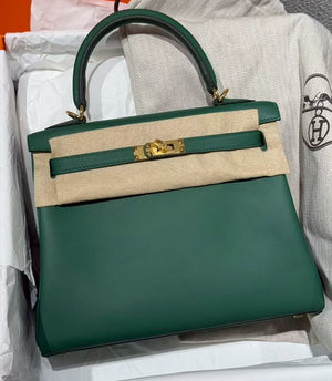 Hermes Kelly 25 vert Moyen swift gold hardware
