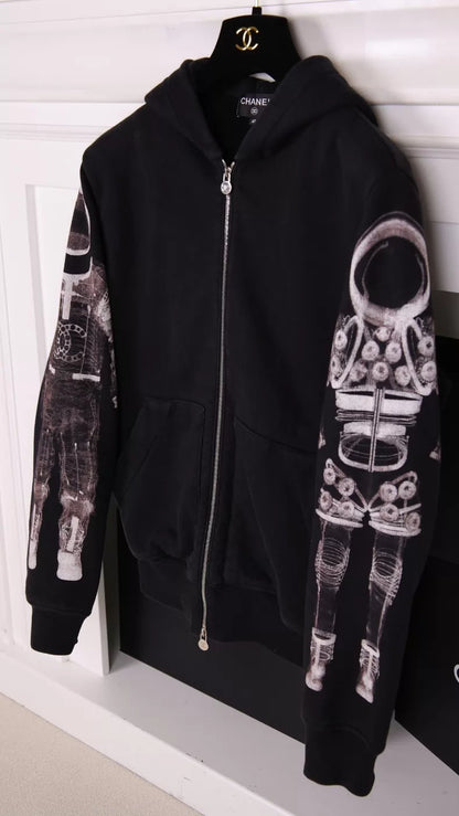 Chanel 17 Cosmonaut print zip-up hoodie