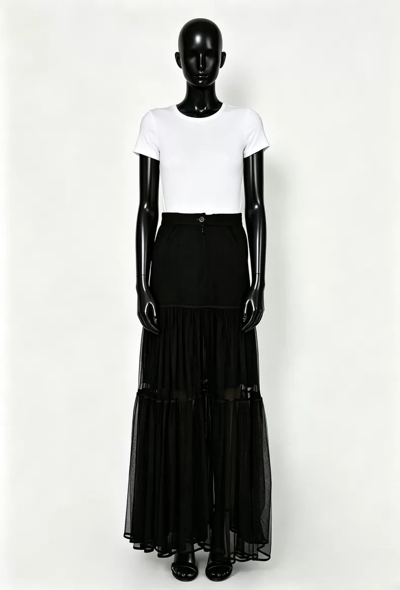 Chanel 94 Black Mesh Skirt
