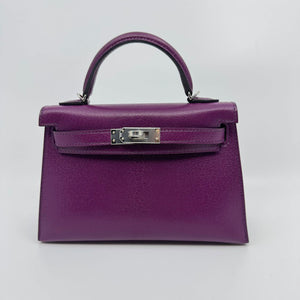 Hermes Mini Kelly 20 Anemone Chevre Palladium hardware