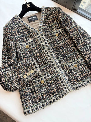 Chanel 2016 Brown-Green Tweed Jacket