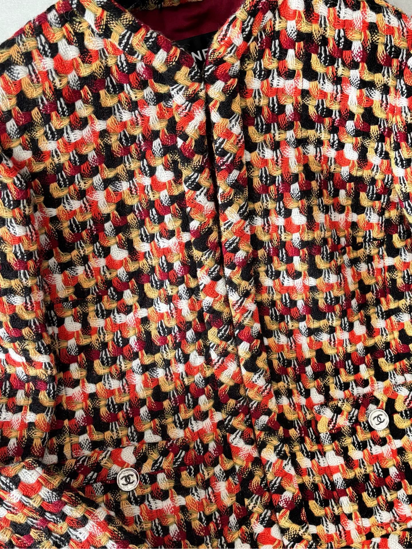 Chanel 23A Orange and Red Color Block Jacket