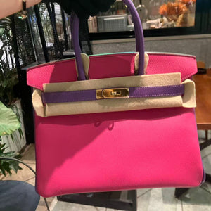 Hermes birkin 30 Rose / Parme Chèvre Gold hardware