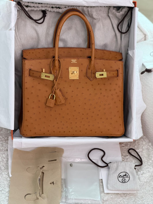 Hermes Birkin 30 Gold Ostrich Gold hardware