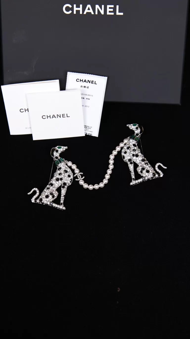 Chanel 26A puppy rhinestone and pearl brooch