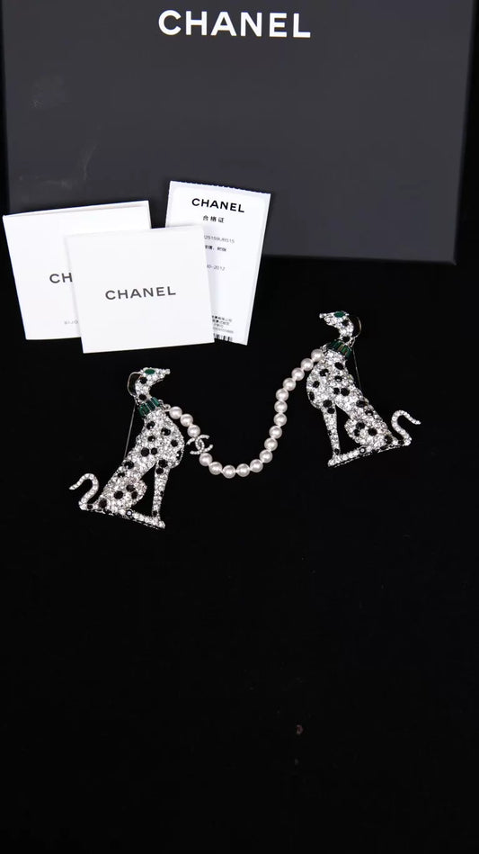 Chanel 26A puppy rhinestone and pearl brooch