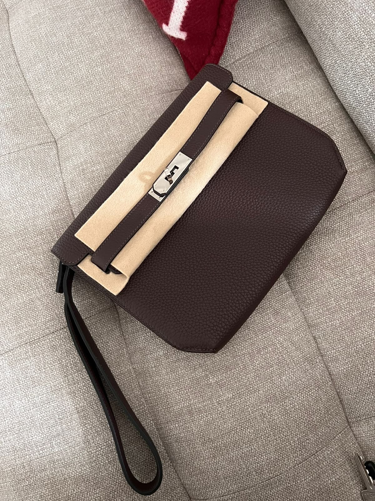 Hermes Kelly Depeches Chocolat Togo Palladium hardware