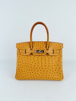 Hermes Birkin 30 Safran Ostrich Palladium hardware