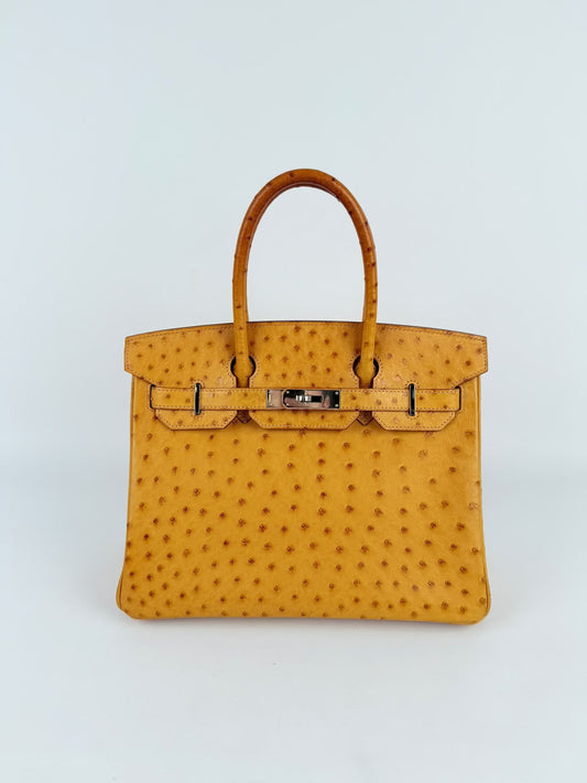 Hermes Birkin 30 Safran Ostrich Palladium hardware