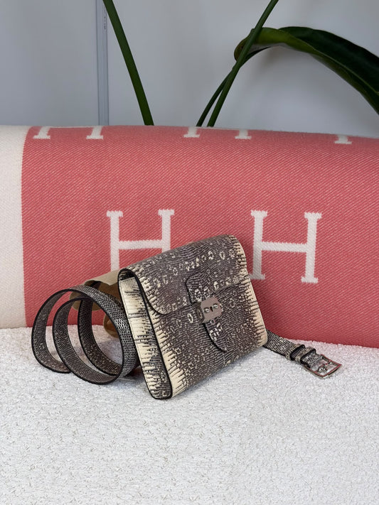 Hermes Kelly Dépêches Ombre Lizard Palladium hardware