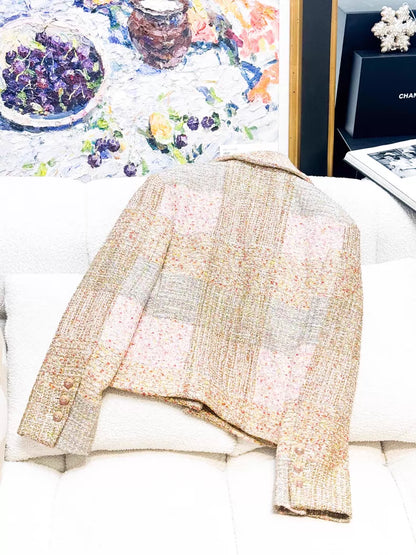 Chanel 24C gold multicolor tweed jacket