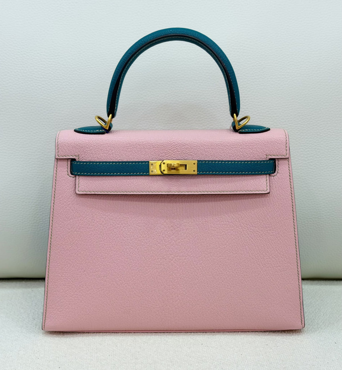 Hermes Kelly 25 HSS Sakura x malachite chevre mysore brushed gold hardware