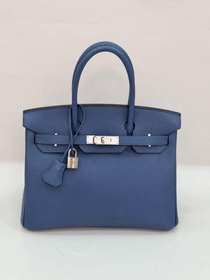Hermes Birkin 30 Bleu Agate Epsom Palladium hardware