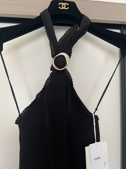 Chanel 26C black halter neck top