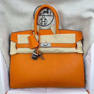 Hermes Birkin 25 Orange Epsom Palladium hardware